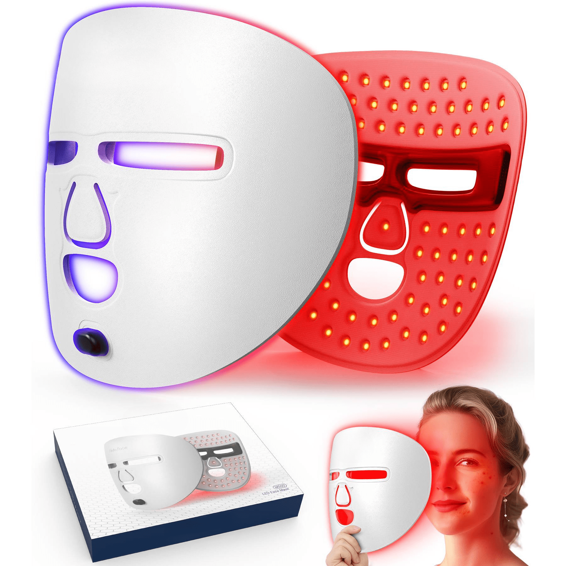 Dr.pedi LED Light Therapy Mask for Face, Red Blue Light Facial Skin Care, 336 LED Wireless Photon Mask for Wrinkles & Acne, Home Use Skincare Device