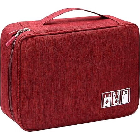 Dr.pedi Large Travel Organizer Bag for Electronics Accessories, Portable Tech Organizer Case with Multi Compartments for Charger, Cord, Power Bank, Hardware