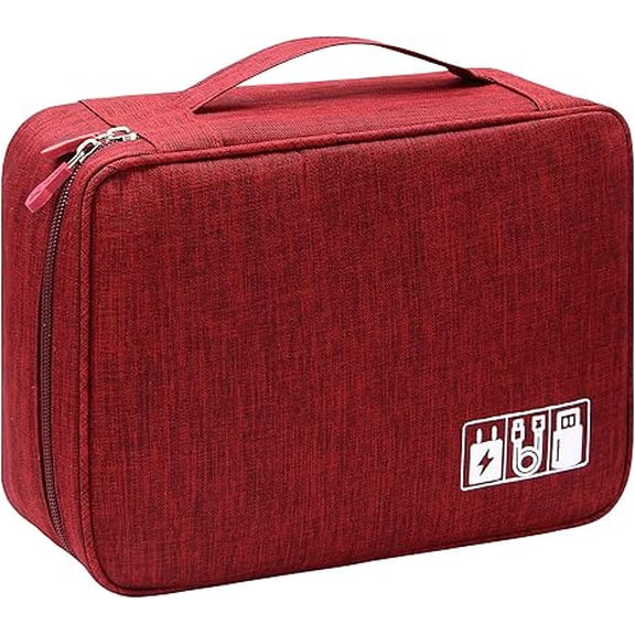 Dr.pedi Large Travel Organizer Bag for Electronics Accessories, Portable Tech Organizer Case with Multi Compartments for Charger, Cord, Power Bank, Hardware