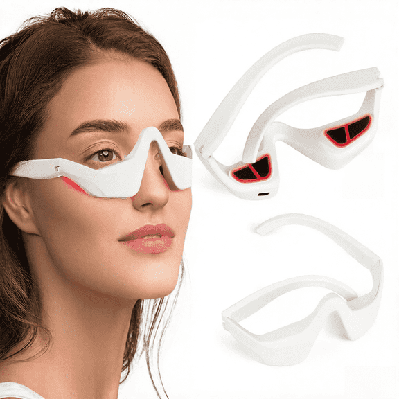 Dr.pedi Red Light Therapy Eye Massager, Microcurrent Facial Device to Improve the Appearance of Dark Circles, Puffiness & Wrinkles, Eye Strain Comfort Glasses with EMS and LED Technology