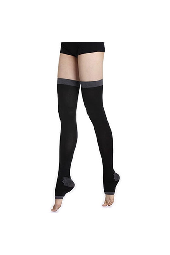 Women's Thigh High Socks with Silicone Grip Band, Non-Slip Knee High Stockings for School Uniforms, Cosplay, and Daily Wear (Black