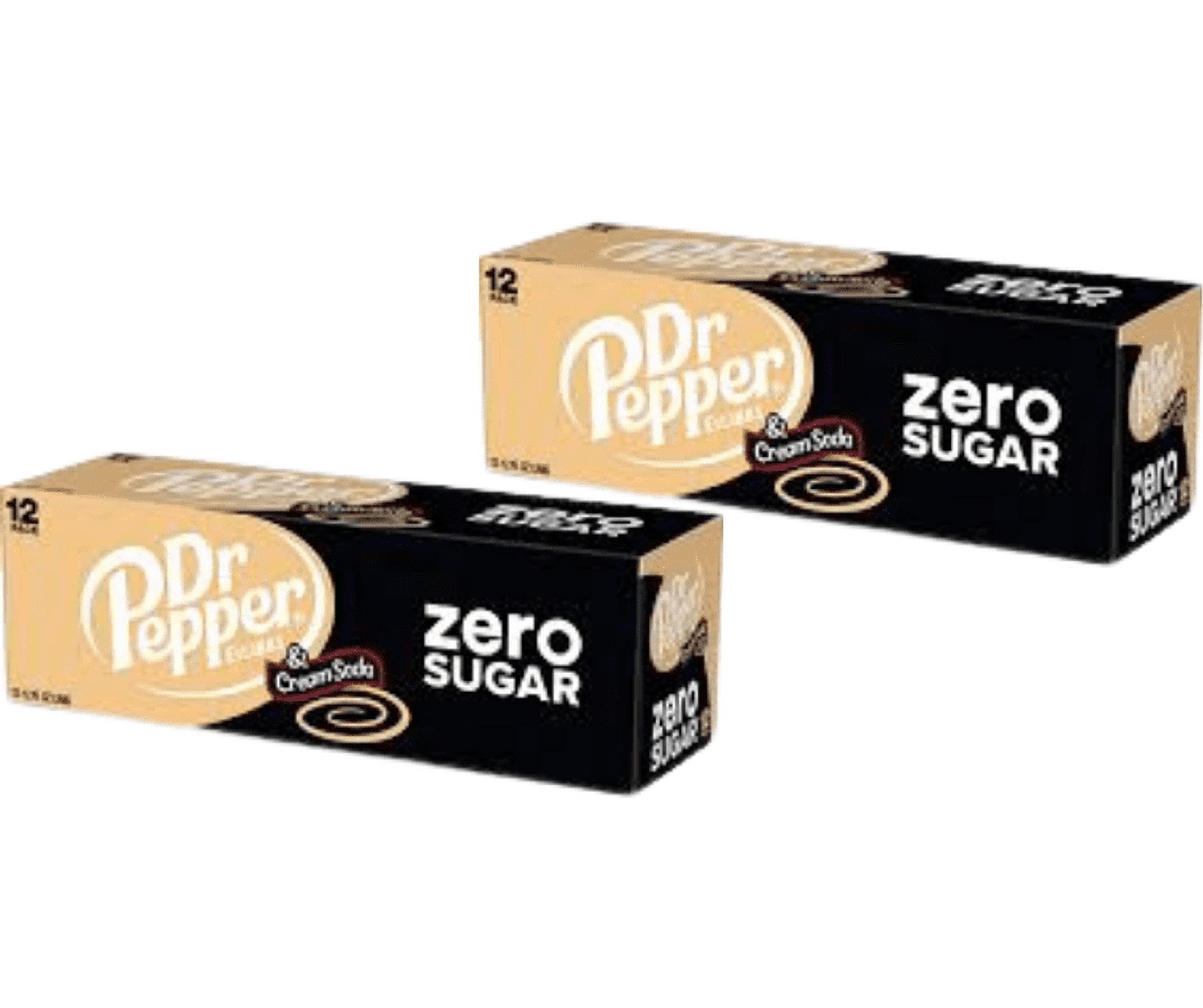 Dr pepper ZERO Cream soda, 12 fl oz, 24 cans, total 288 fl oz