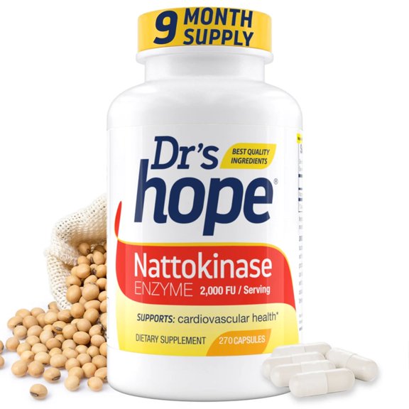 Drs Hope Nattokinase 2000 FU - Nattokinase Supplement Supports Cardiovascular Health and Healthy Blood Circulation - Non-GMO, Gluten-Free, 270 Veggie Capsules, Made in The USA