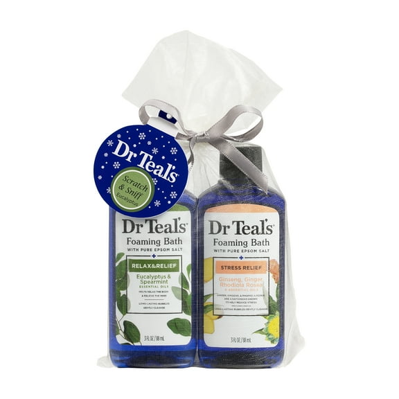 Dr Teal's Eucalyptus & Stress Relief Foaming Bath Stocking Stuffer, 2 Piece