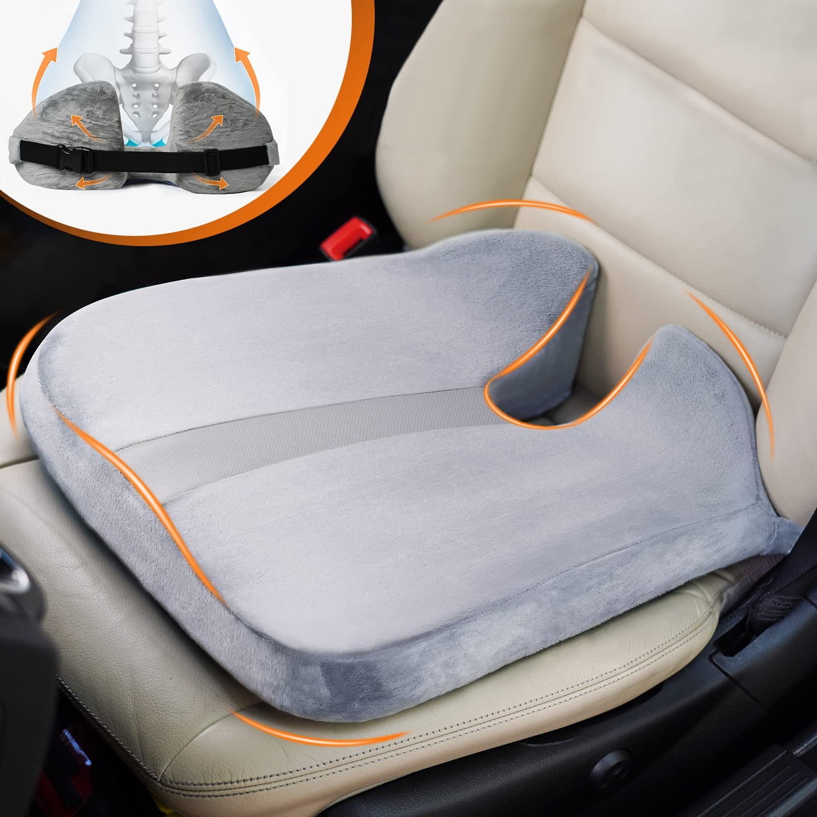 Car Seat Cushion for Car and Truck Driver Seat Office Chair Wheelchairs  Coccyx Support Sciatica, Lower Back Pain Relief Memory Foam Car Seat Pad