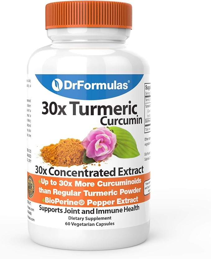 DrFormulas 30x Turmeric Curcumin Extract 1500mg Capsules with Black