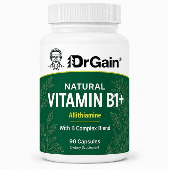 DrGain Natural Vitamin B1+ Supplement with Allithiamine & B Complex Blend, 90 Capsules