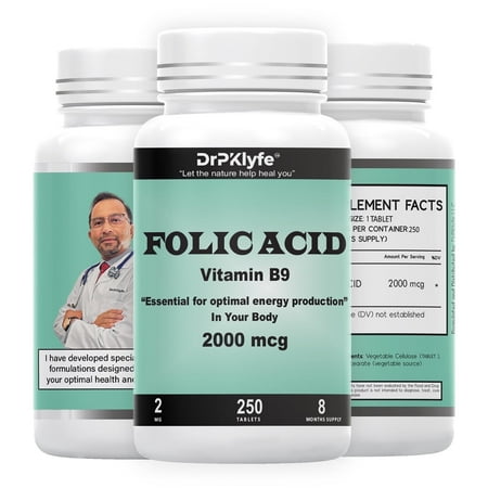 DrPKLyfe's Folic Acid Capsules for Energy and Optimal Metabolism-8 months supply
