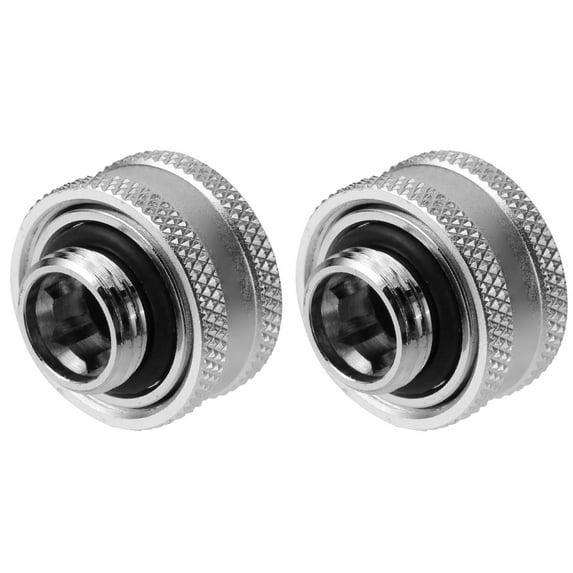 Dracaena 2 Pack G1/4" Thread to 14mm OD Hard Tubing Compression Fitting with Rings for Rigid Acrylic Tube for Computer Water Cooling System, Silver