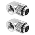 thumbnail image 1 of Dracaena 2 pack G1/4" thread Male to Female Extender Fitting, 90° Rotary Fitting Adapter Connector for Computer Water Cooling System, Silver, 1 of 8