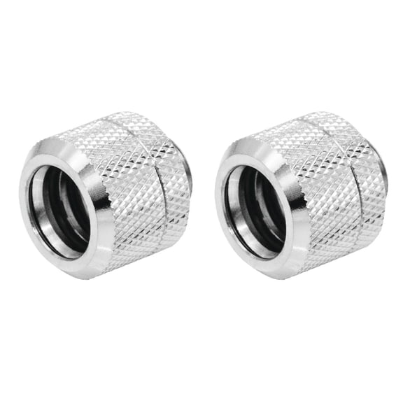 Dracaena 2 pack G1/4" thread to 14mm outer diameter, Hard Tubing Compression Fitting with high body design for Computer water cooling system ,Silver