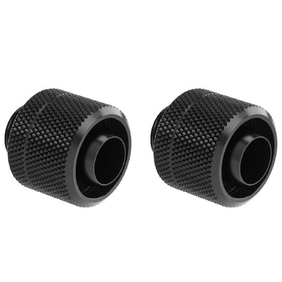 Dracaena 2 pack G1/4" thread to 3/8" ID, 1/2" OD Compression Fitting for Soft Tubing, Soft Tube Connectors for Computer Water Cooling System, Black