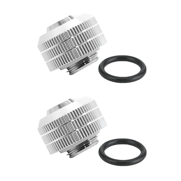 Dracaena 2 pack G1/4 thread to 3/8" ID, 1/2" OD PVC hose copper adapter, soft tube compression fitting for Computer water cooling system, Silver