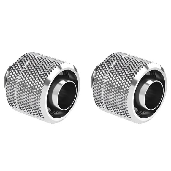 Dracaena 2 pack G1/4" thread to 3/8" ID, 5/8" OD Compression Fitting for Soft Tubing, Soft Tube Connectors for Computer Water Cooling System, Silver