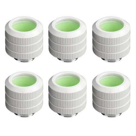 Dracaena 6 pack G1/4” thread to OD 14mm Hard tube compression fitting, anti-off adapter for Computer water cooling system, White