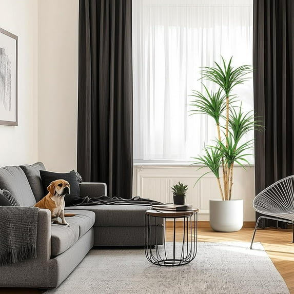 Dracaena Artificial Plant,4FT/5FT/6ft Tall Faux Dracaena Plant with Pot Faux Plants Indoor Artificial House Floor Plants Outdoor Fake Dracaena Trees for Home Office Decor Ideal Housewarming Gift