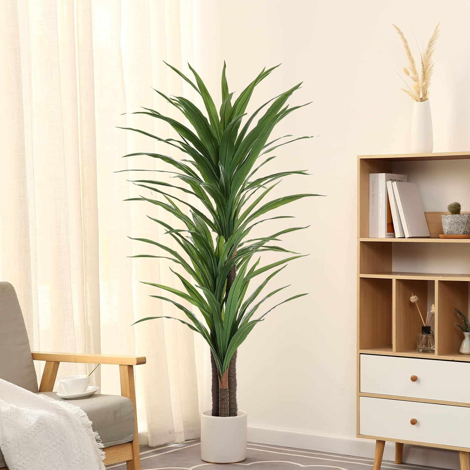 Dracaena Silk Plant Corn Stalk 5ft Tall Faux Plants Indoor Large Fake ...