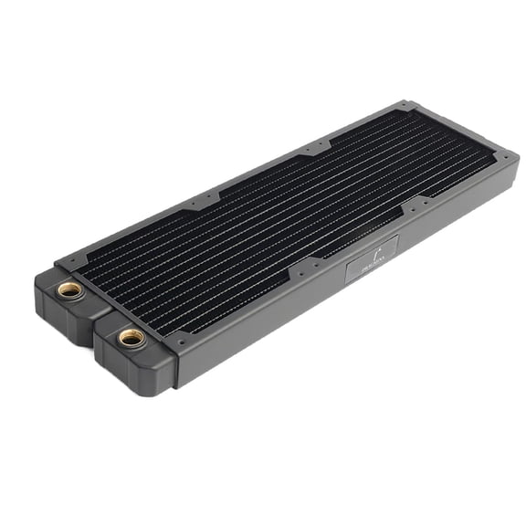 Dracaena.io 360mm Copper PC Radiator for Custom Water Cooling Loop, 28mm Thick, 3x120mm Fan Mount, Dual G1/4 Thread Ports, Liquid Cooling Radiator, Black
