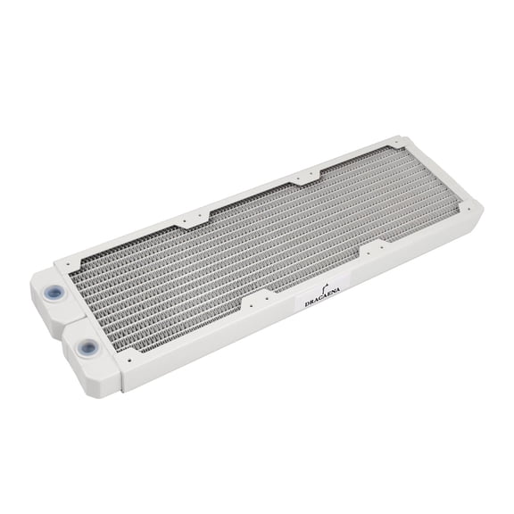 Dracaena.io 360mm Copper PC Radiator for Custom Water Cooling Loop, 28mm Thick, 3x120mm Fan Mount, Dual G1/4 Thread Ports, Liquid Cooling Radiator, White