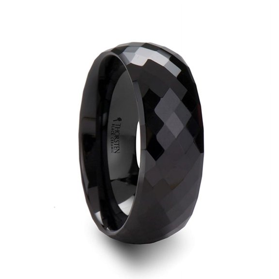 Draco 288 Diamond Faceted Black Ceramic Ring