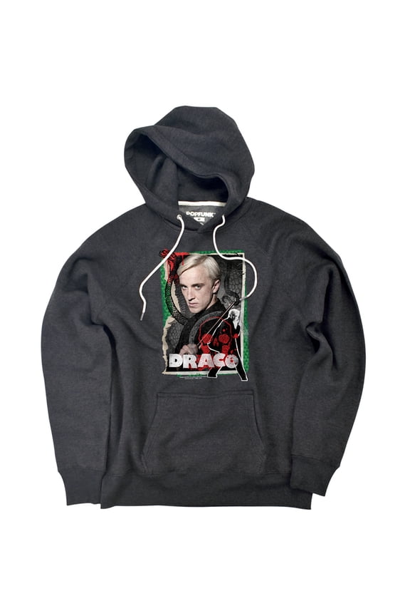 Draco Malfoy Photo Collage Unisex Adult Slim Fit Pull-Over Heather Hoodie, Charcoal, Small