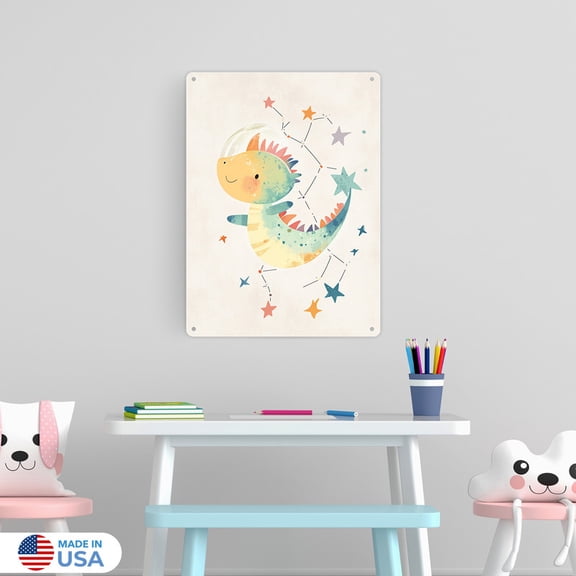 Draco the Dragon Metal Sign Wall Decor by Dancing Littles Jungle - Size 12x16 inch