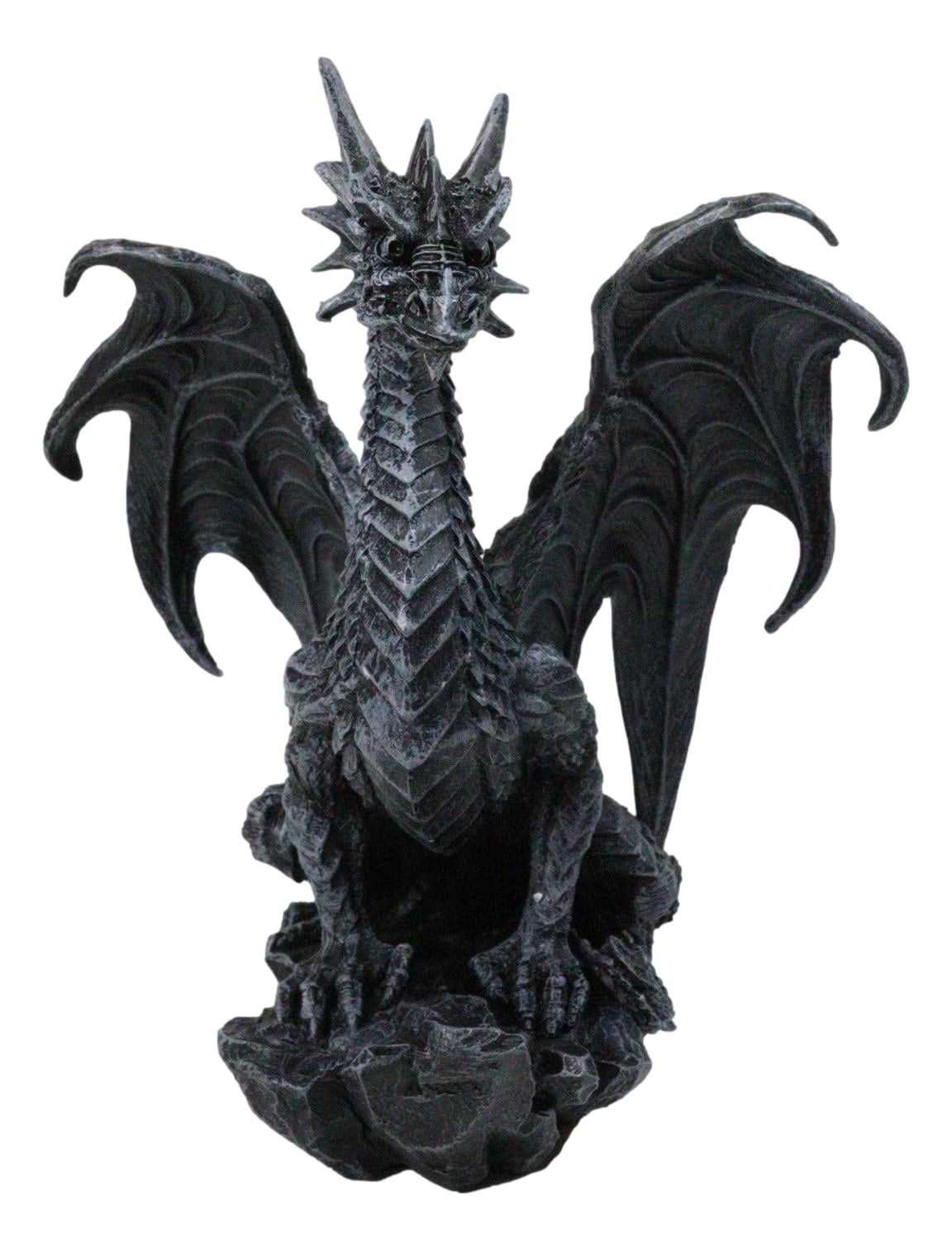 Draconis Watcher Guardian Stone Gargoyle Dragon On Rock Decorative Figurine 8"H