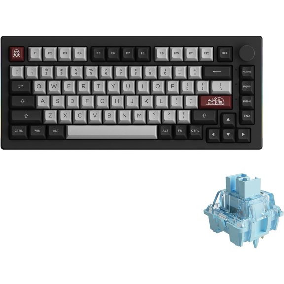 Dracula Castle Mechanical Keyboard 5075B Plus 75% RGB Hot-swappable with Knob, Multi-Modes Gaming Keyboard with PBT Double Shot ASA Profile Keycaps Creamy Blue Pre Lubed