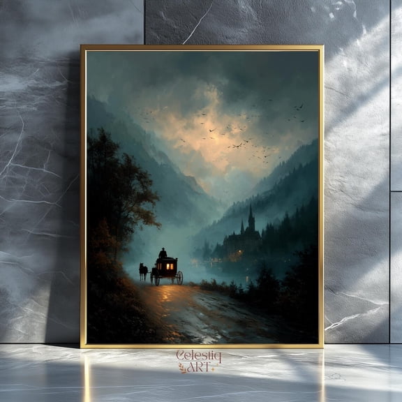 Dracula Castle Print: Gothic Dark Academia Wall Art Digital Download, Unframed Canvas Size 8x12