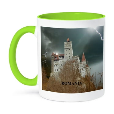 3dRose, Dracula Castle in Romania, 11oz Two-Tone Green Mug