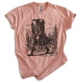 thumbnail image 1 of Dracula Hiking T-shirt, Unisex Women's Men's, Dracula Vampire Hiking Hiker Mountains Transylvania, Heather Sunset, 3X-Large, 1 of 6