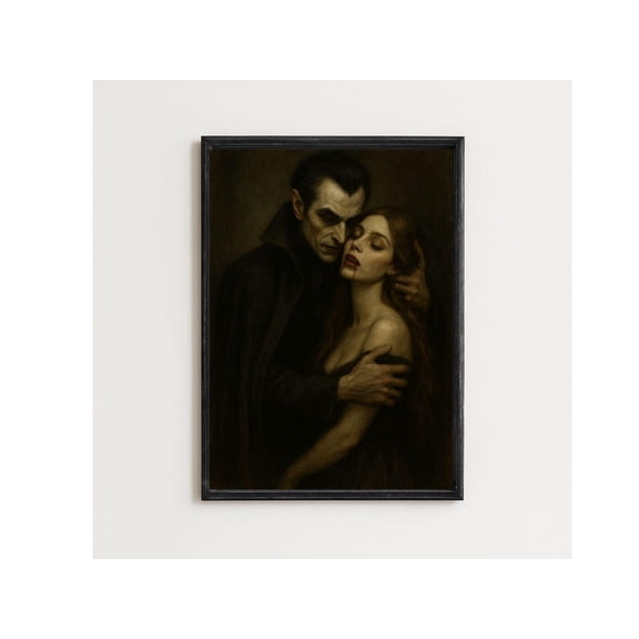 Dracula & Lady Vampire Gothic Print: Dark Romantic Chateaucore #2669, Unframed Poster Size 16x24