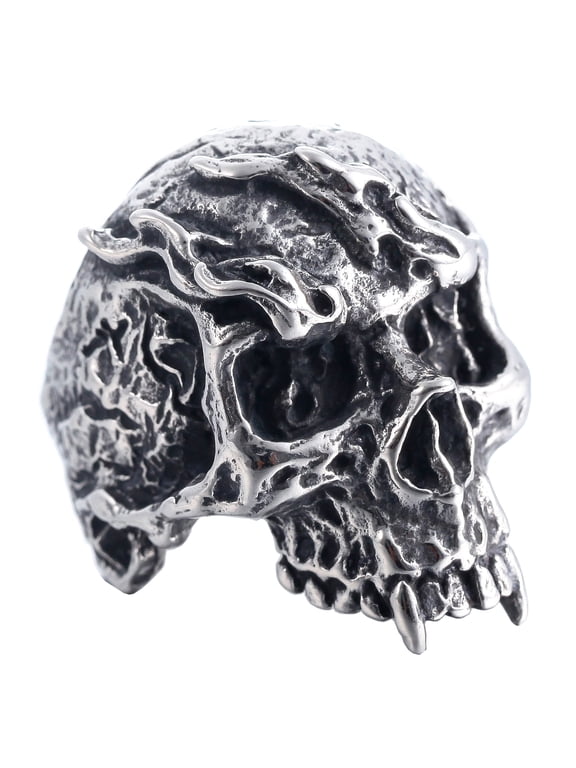 Dracula Skull Ring Cool Vampire Skull Jewelry Demonic Devil Fire Hell Skull Rings (11)