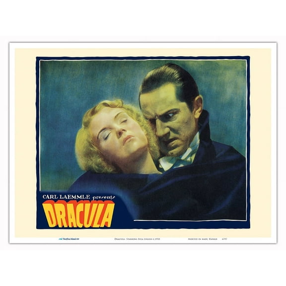 Dracula - Starring Bela Lugosi - Vintage Film Movie Poster c.1931 - Master Art Print (Unframed) 9in x 12in