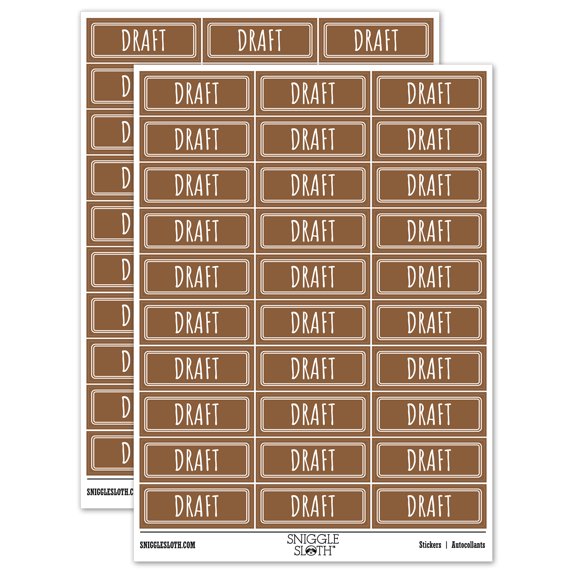Draft Double Line Border Document Sticker Set - Brown - Matte Finish - 1.75" Medium