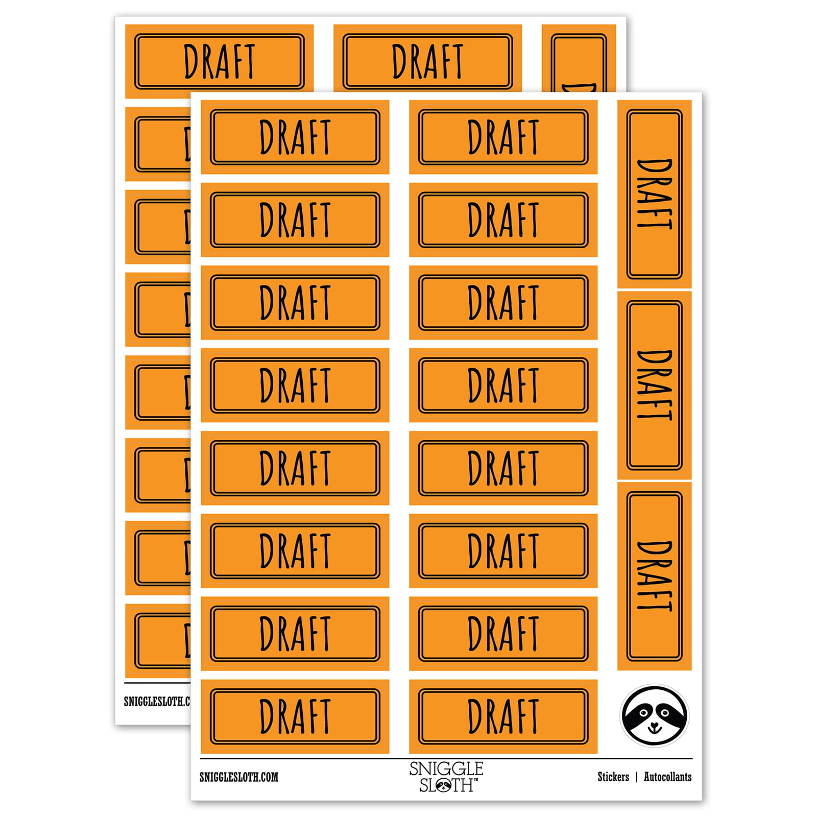 Draft Double Line Border Document Sticker Set - Orange - Gloss Finish ...