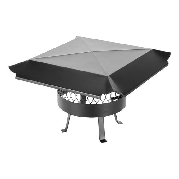 Draft King CBO813 Single Flue 12 Inch Chimney Cover, Black Galvanized Steel