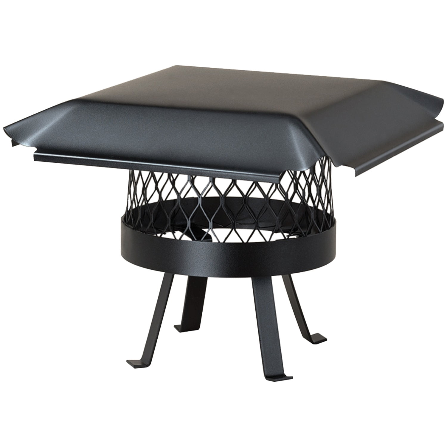 Draft King CBO816 Single-Flue Black Galvanized-Steel Round Slip-in Welded-Leg Chimney Flue Chimney Cap (16")