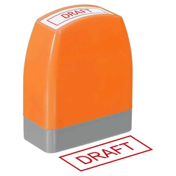 Draft Notice Stamp Self Inking, Red Ink Office Stamps Pre Inked Message Stamp Refillable Business Stamp, Orange