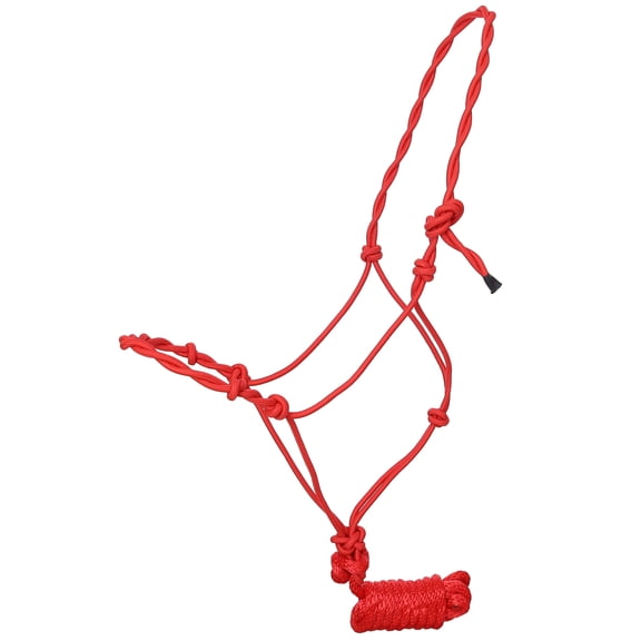 Draft Size Twisted Cowboy Knot Halter w/ 10' Lead (Red)