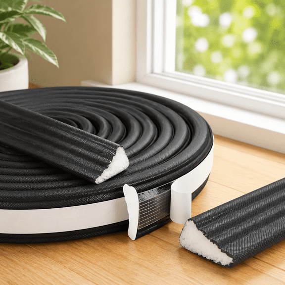 Draft Stopper for Doors and Windows, Black