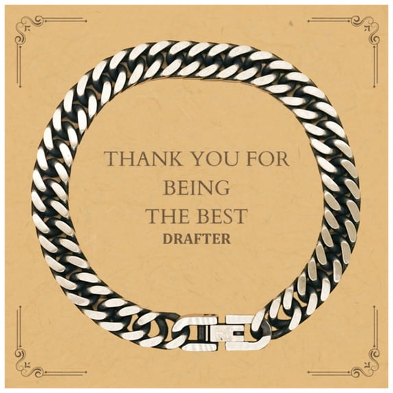 Drafter Cuban Link Chain Bracelet - Unique Gift for the Best Drafter, Graduation, Confidence, Engraved