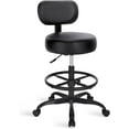 thumbnail image 1 of Drafting Chair with Back, Adjustable Foot Rest Rolling Stool, Multi-Purpose Office Desk Chair, Thick Seat Cushion for Home Bar Kitchen Shop -All Black, 1 of 18