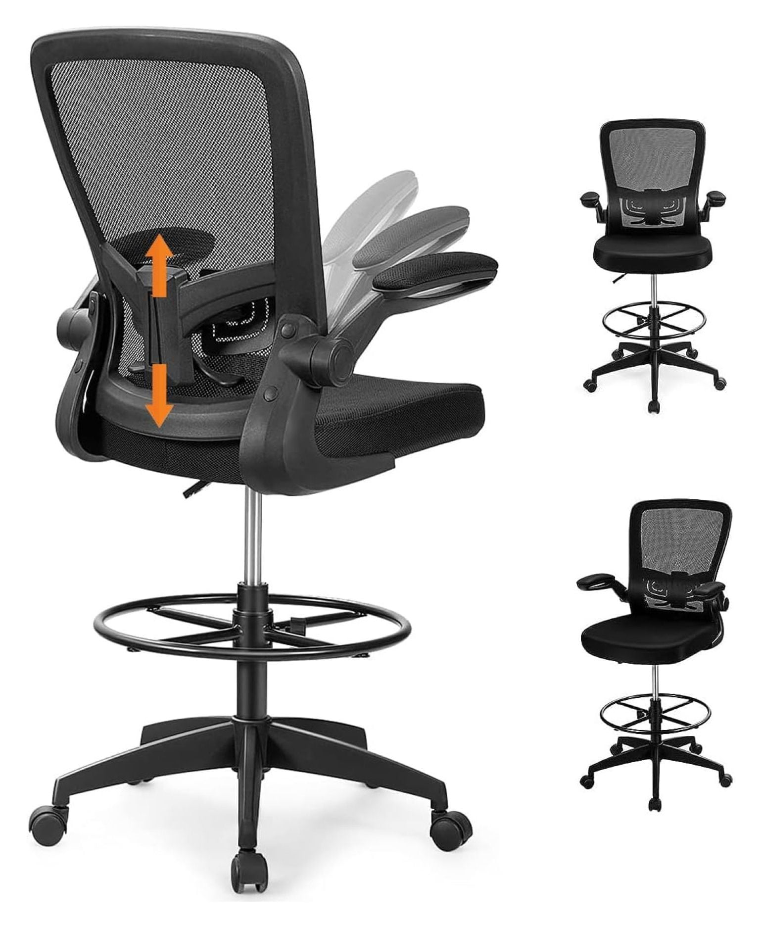 Drafting Chair, Ergonomic Tall Office Chair with Adjustable Lumbar Support & Footrest Ring, Executive Computer Standing Desk Chair with Jadona-up Drafting Chair, Ergonomic Tall Office Chair with Adjustable Lumbar Support & Footrest Ring, Executive Computer Standing Desk Chair with Jadona-up