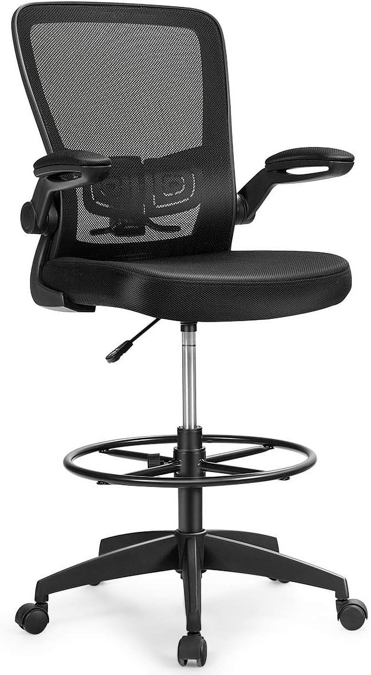 Drafting Chair High Back Office Chairs With Footrest Ring FlipUp Armrest Height Adjustable