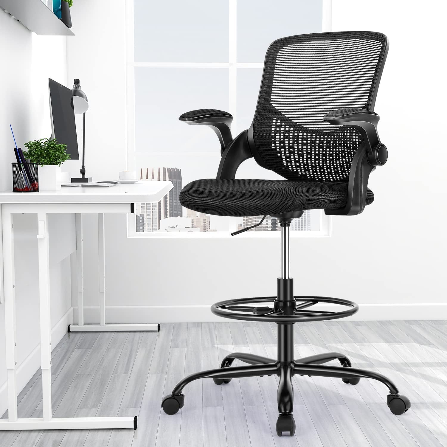 Drafting Chair, Home Office Chair Desk Chairs with Wheels, Tall Office