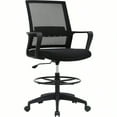thumbnail image 1 of Drafting Chair Tall Office Chair Adjustable Swivel Rolling Mesh Height With Lumbar Support Arms Footrest Mid Back For Adults Standing Desk Drafting Stool Black, 1 of 8