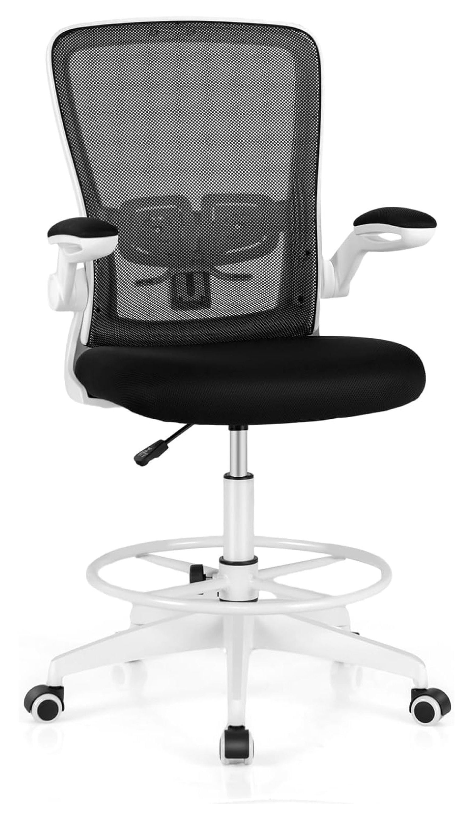 Drafting Chair, Tall Office Chair with up Armrests & Adjustable Foot