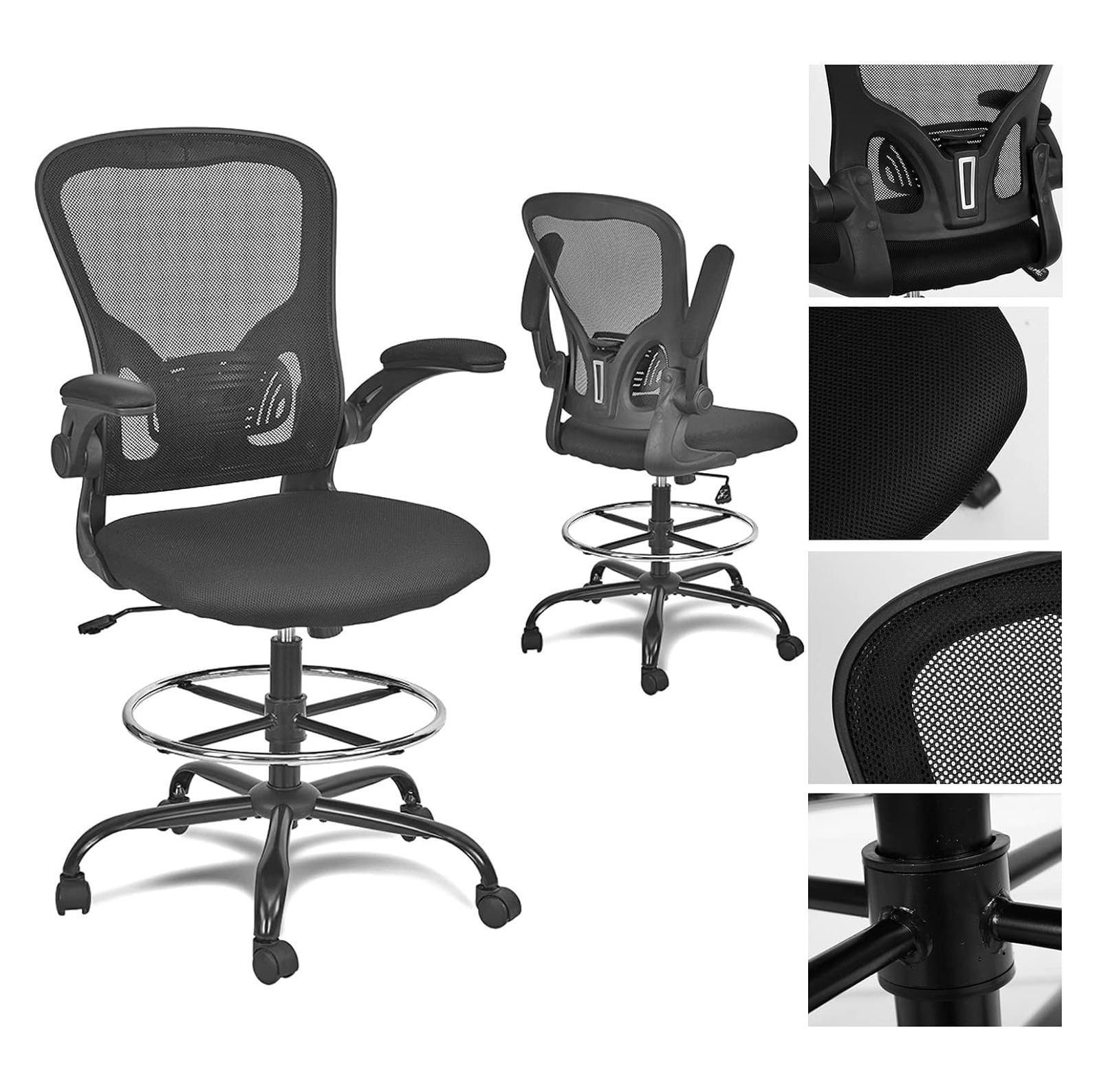 Drafting Chair Tall Office Chair Ergonomic HighBack Breathable Mesh