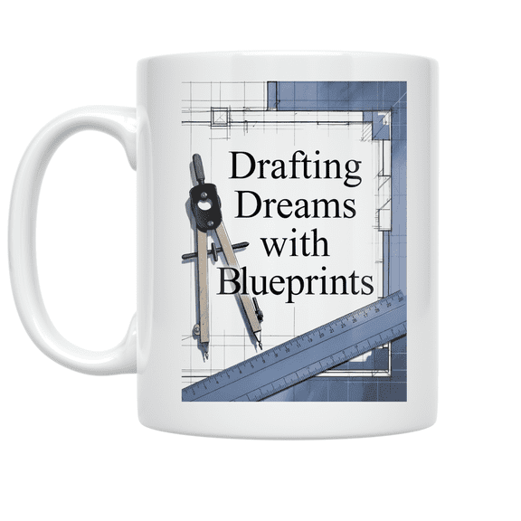 Drafting Dreams with Blueprints - Aspiring Architect - 11 oz Ceramic Coffee Mug